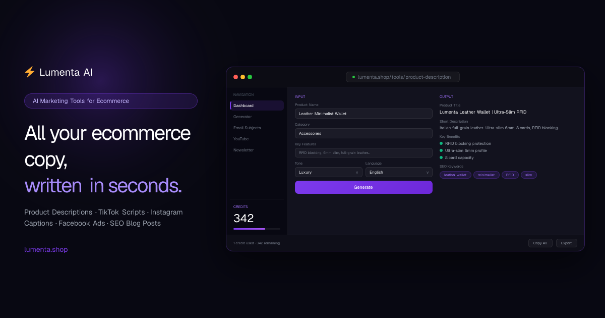 Lumenta AI screenshot